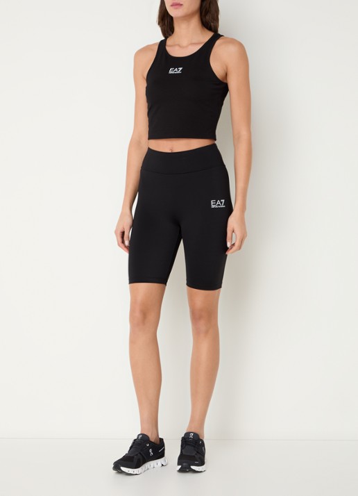 Armani Cropped tanktop met logo - voorkant 2 zwart