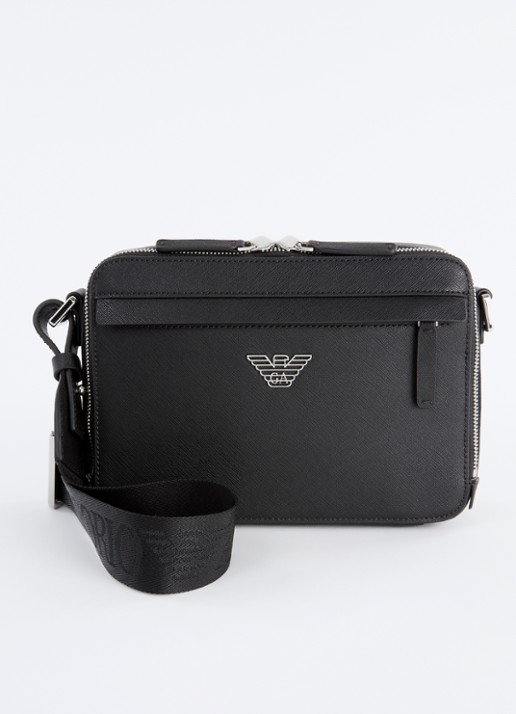 Armani Crossbodytas met afneembare schouderriem en logo - voorkant 4 zwart