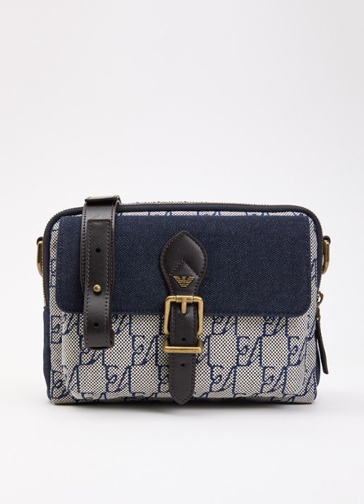 Armani Crossbodytas met logoprint en details van leer