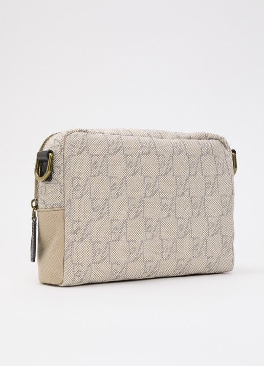 Armani Crossbodytas met logoprint en details van leer  - achterkant 5 beige