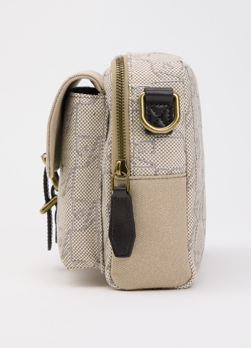 Armani Crossbodytas met logoprint en details van leer  - detail 2 beige