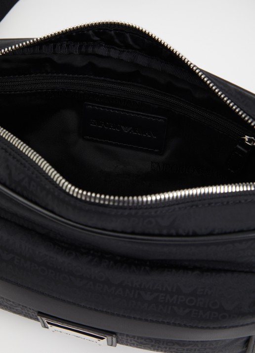Armani Crossbodytas met logoprint en verstelbare schouderriem - detail 3 zwart