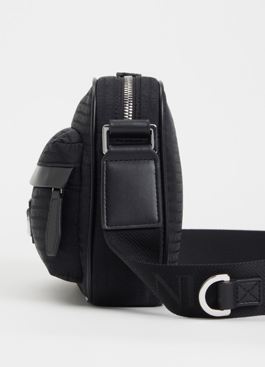 Armani Crossbodytas met logoprint en verstelbare schouderriem - detail 4 zwart