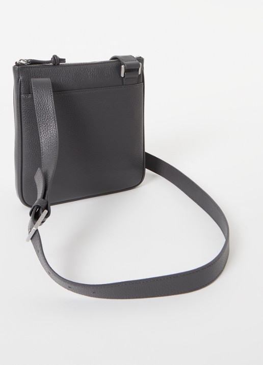 Armani Crossbodytas van leer met logo - achterkant 2 donkerbruin