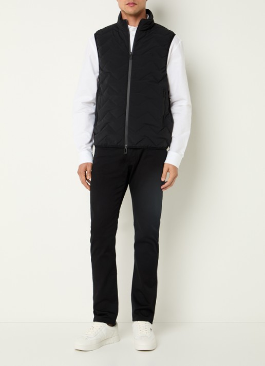 Armani Down bodywarmer met quilt patroon - voorkant 4 zwart