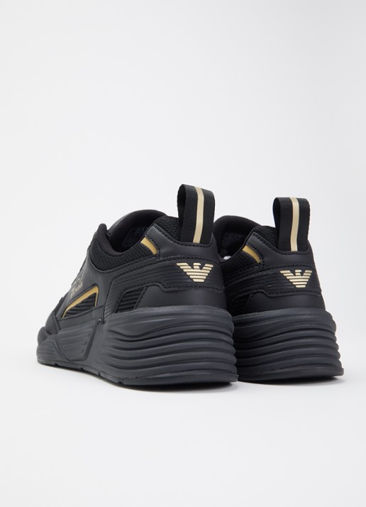 Armani EA7 ACE Runner sneaker van leer  - achterkant zwart