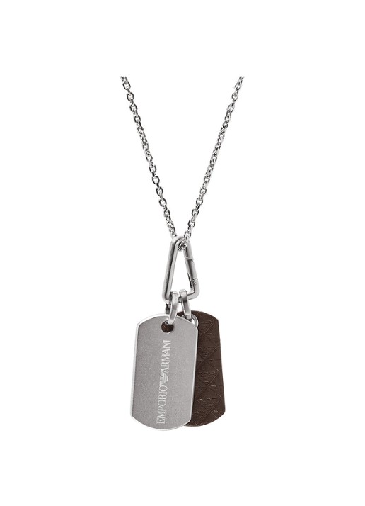 Armani Eagle ketting met hanger en leer EGS3133040 - detail zilver