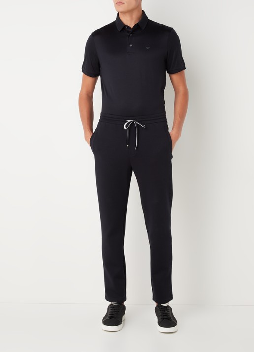 Armani Essential tapered fit joggingbroek met steekzakken - voorkant 2 donkerblauw