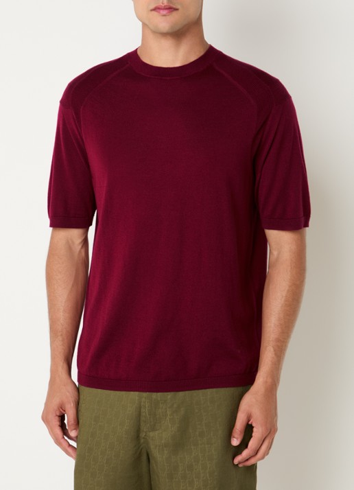 Armani Fijngebreid T-shirt in zijdeblend