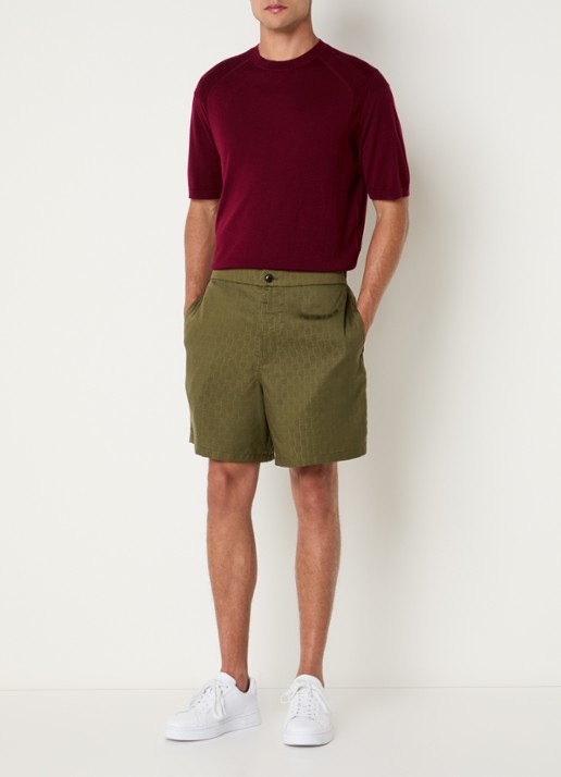 Armani Fijngebreid T-shirt in zijdeblend - voorkant 3 donkerrood