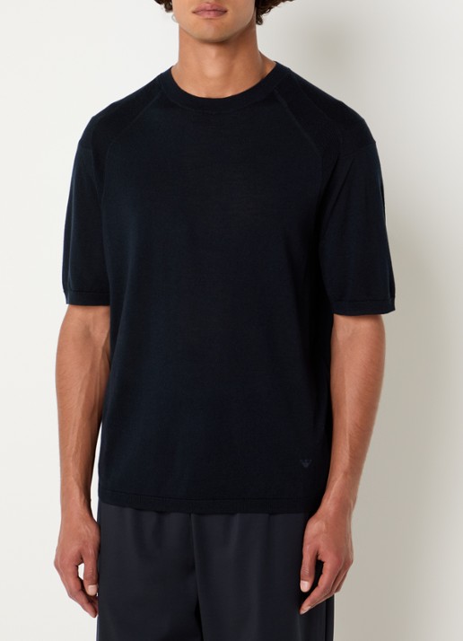 Armani Fijngebreid T-shirt in zijdeblend