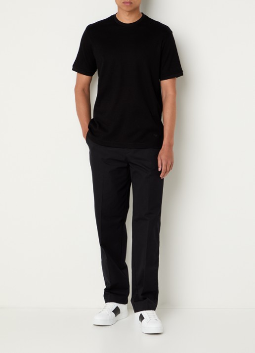 Armani Fijngebreid T-shirt met ingebreid patroon - voorkant 4 zwart
