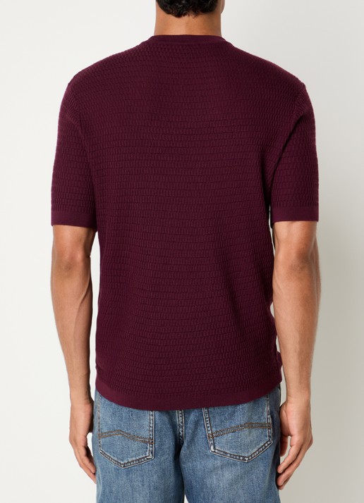 Armani Fijngebreid T-shirt van wol met structuur - achterkant 4 grijsmele