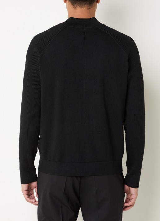 Armani Fijngebreid vest in scheerwolblend - achterkant 4 zwart