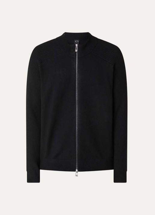Armani Fijngebreid vest in scheerwolblend - voorkant zwart
