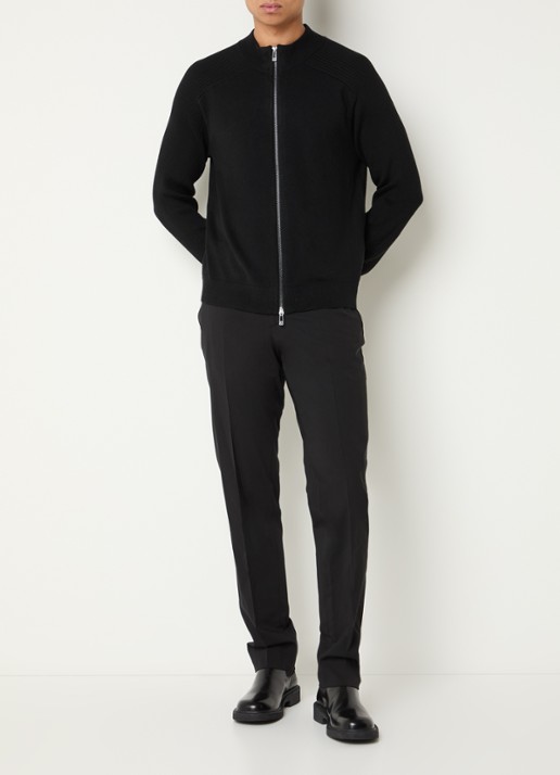 Armani Fijngebreid vest in scheerwolblend - voorkant 2 zwart