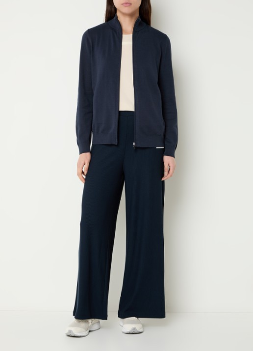 Armani Fijngebreid vest met opstaande kraag - voorkant 2 indigo