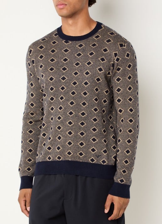 Armani Fijngebreide pullover in kasjmierblend met ingebreid patroon