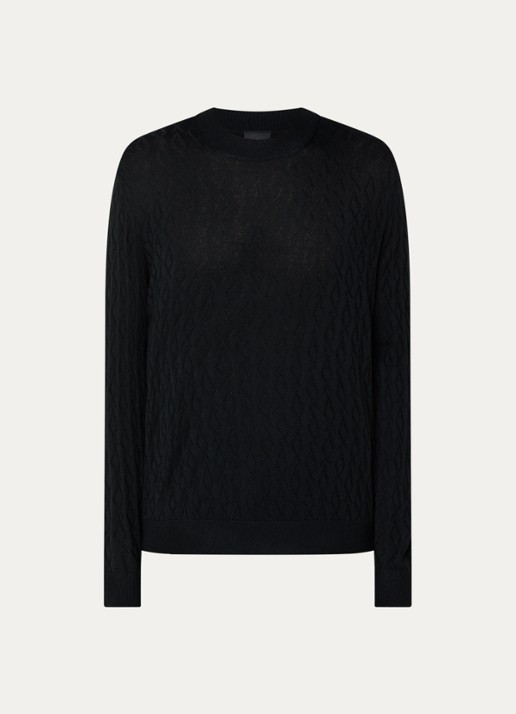 Armani Fijngebreide pullover in scheerwolblend  - voorkant 3 zwart