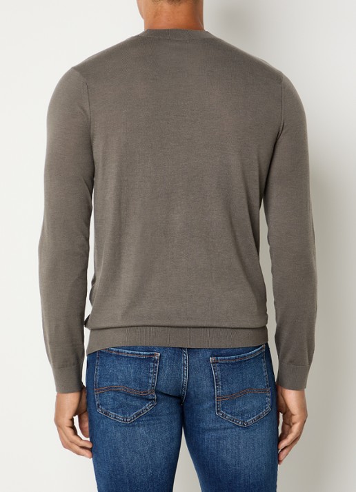 Armani Fijngebreide pullover in wolblend met ronde hals - achterkant 3 grijs