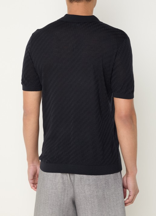 Armani Fijngebreide pullover in wolblend - achterkant 4 donkerblauw
