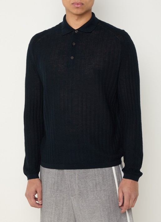 Armani Fijngebreide pullover in zijdeblend met kraag