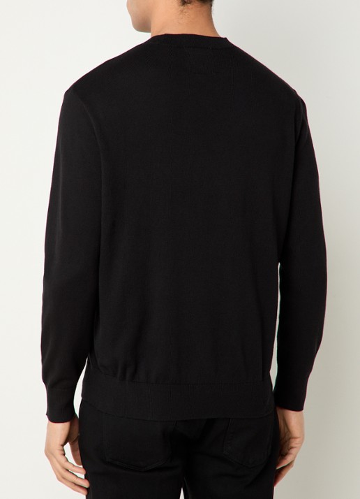 Armani Fijngebreide pullover in zijdeblend met logoborduring - achterkant 2 zwart