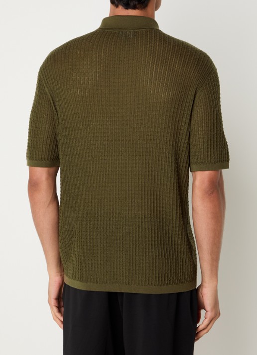 Armani Fijngebreide pullover in zijdeblend met polokraag - achterkant legergroen