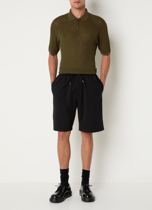 Armani Fijngebreide pullover in zijdeblend met polokraag - voorkant 3 legergroen