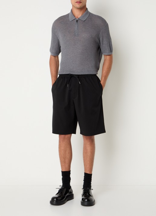 Armani Fijngebreide pullover in zijdeblend met polokraag - voorkant 3 grijs