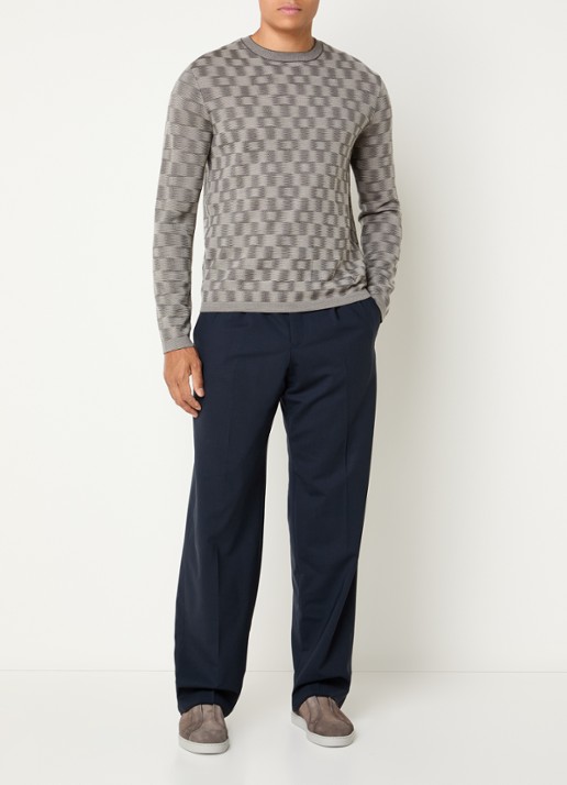 Armani Fijngebreide pullover met ingebreid patroon - voorkant 4 grijs