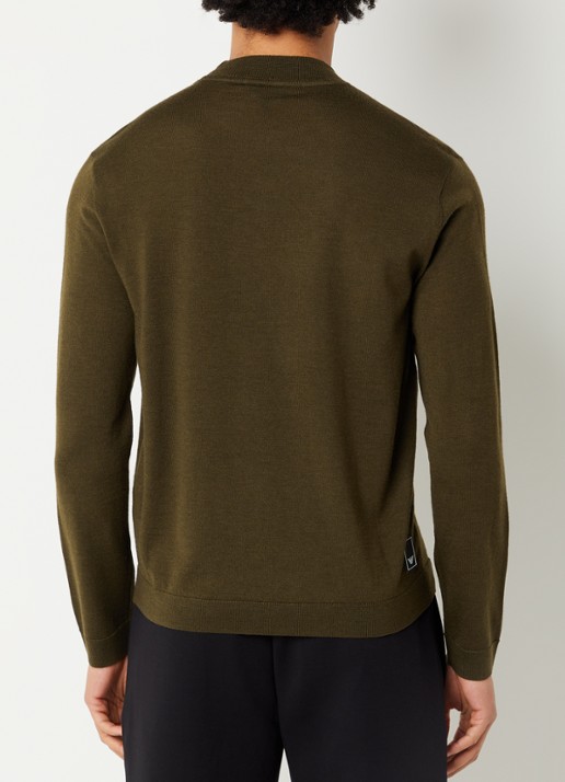Armani Fijngebreide pullover met logo - achterkant 3 legergroen