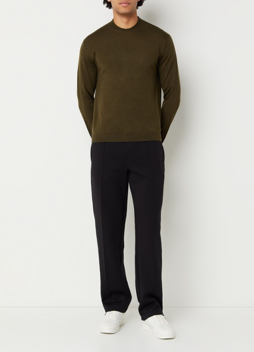 Armani Fijngebreide pullover met logo - voorkant 2 legergroen