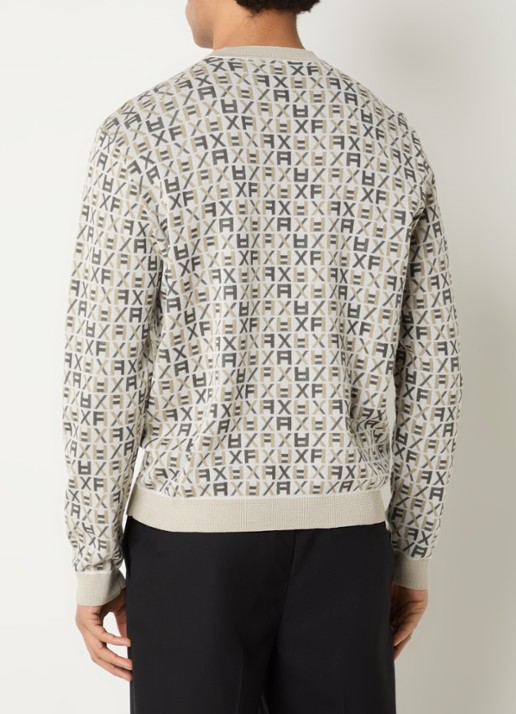 Armani Fijngebreide pullover met logoprint - achterkant 4 lichtgrijs