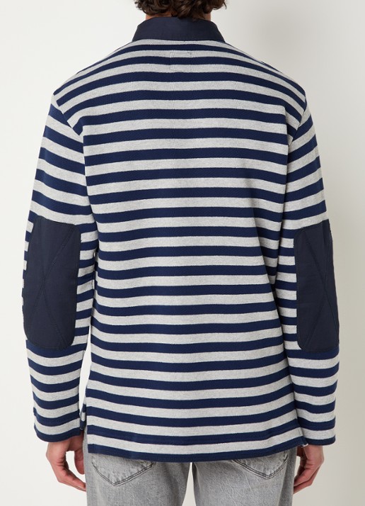 Armani Fijngebreide pullover met polokraag en logoborduring - achterkant donkerblauw