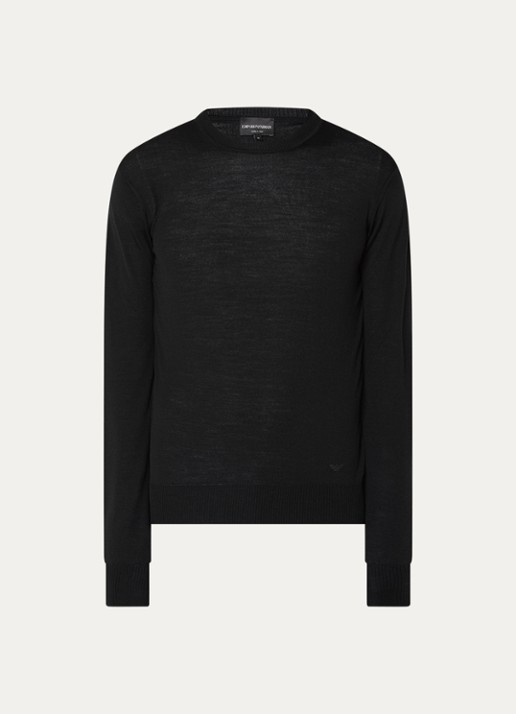 Armani Fijngebreide pullover van scheerwol - voorkant 2 zwart