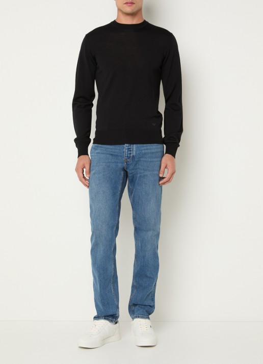 Armani Fijngebreide pullover van scheerwol - voorkant 3 zwart