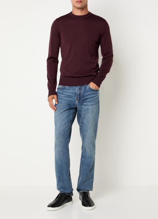 Armani Fijngebreide pullover van scheerwol - voorkant 2 bordeauxrood