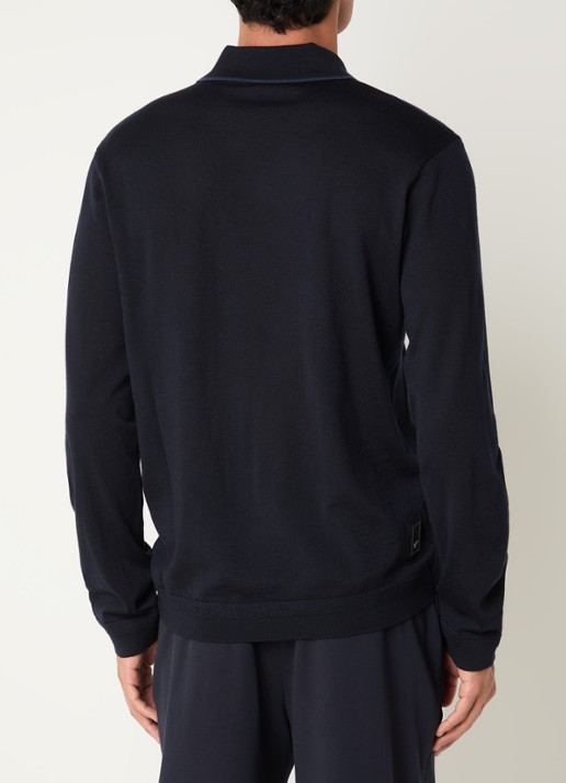 Armani Fijngebreide pullover van scheerwol - achterkant donkerblauw
