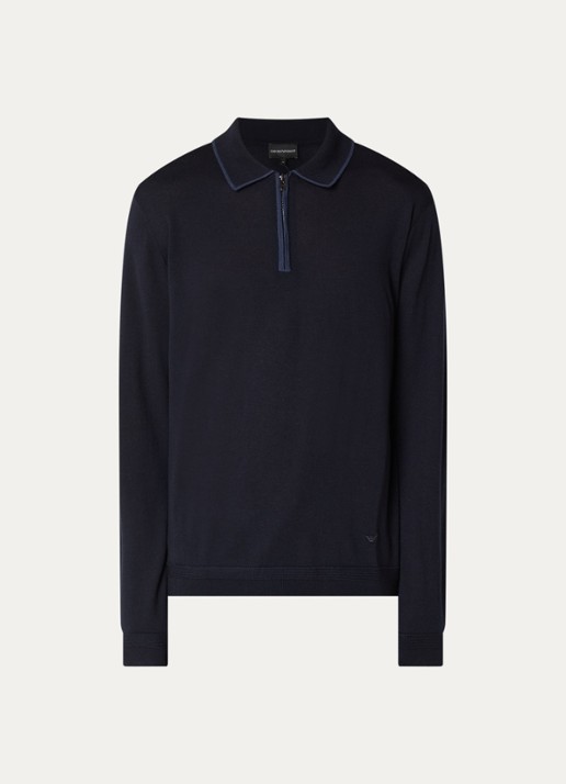 Armani Fijngebreide pullover van scheerwol - voorkant 2 donkerblauw