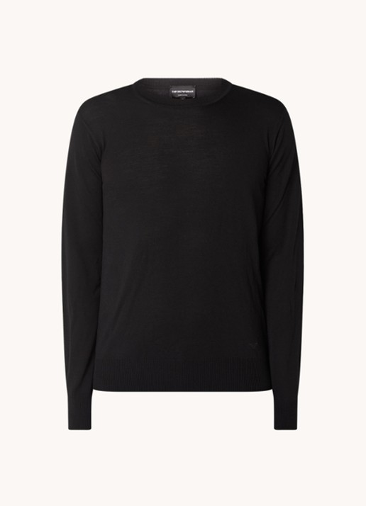 Armani Fijngebreide pullover van wol - voorkant zwart