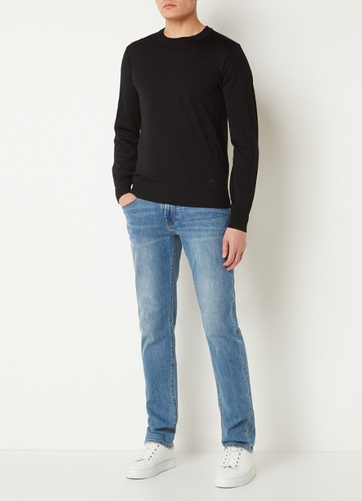 Armani Fijngebreide pullover van wol - voorkant 2 zwart
