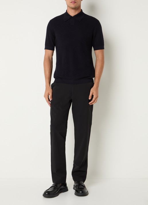 Armani Fijngebreide T-shirt in wolblend - voorkant 2 donkerblauw