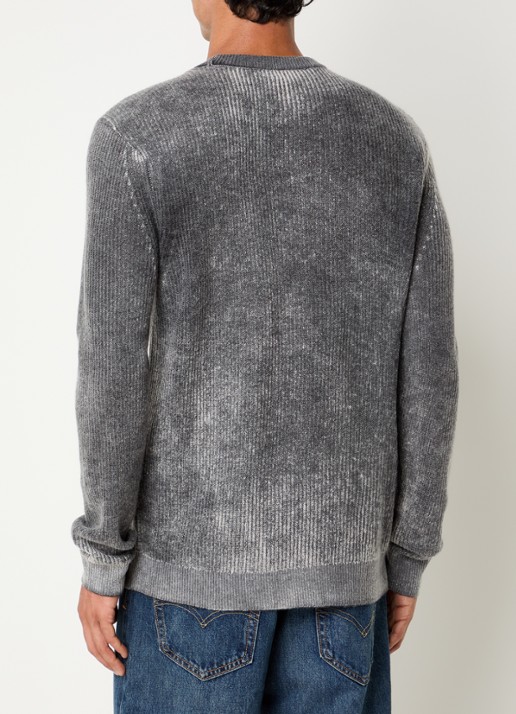 Armani Fijngebreide trui in wolblend met print - achterkant 4 grijsmele