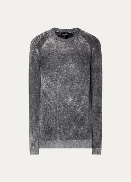 Armani Fijngebreide trui in wolblend met print - voorkant 2 grijsmele