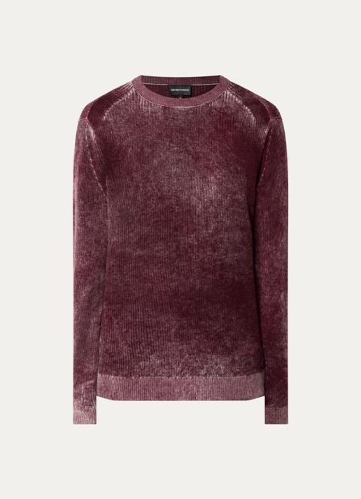 Armani Fijngebreide trui in wolblend met print - voorkant 3 aubergine