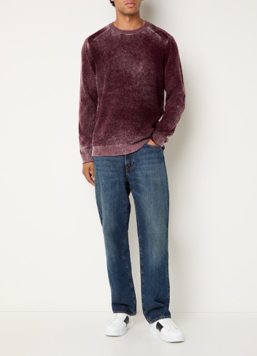 Armani Fijngebreide trui in wolblend met print - voorkant 4 aubergine