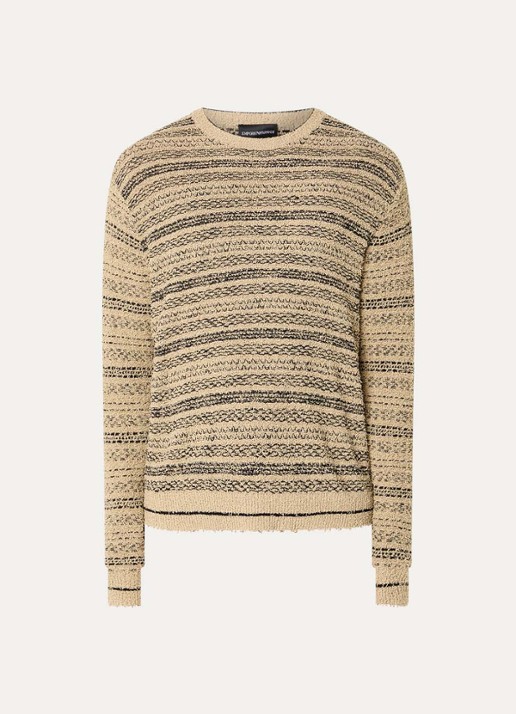 Armani Fijngebreide trui met ingebreid patroon - voorkant 2 camel