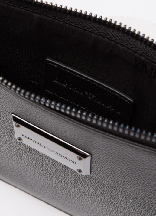 Armani Flat case portemonee met logo - detail 3 zwart