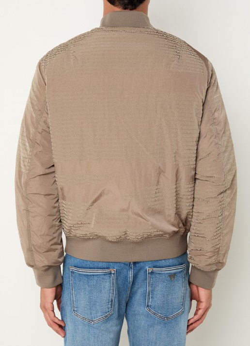 Armani Gewatteerd bomberjack met donsvulling en flockprint - achterkant camel